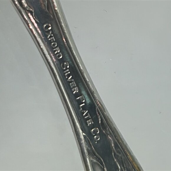 Vintage Oxford Silver Plate Narcissus Cold Meat Fork Art Nouveau 1908 8 1/4" - Picture 8 of 9